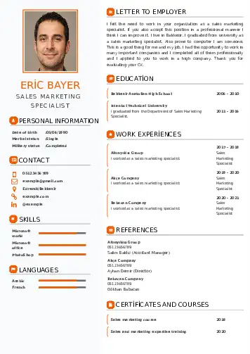 Sales Marketing Specialist  resume example